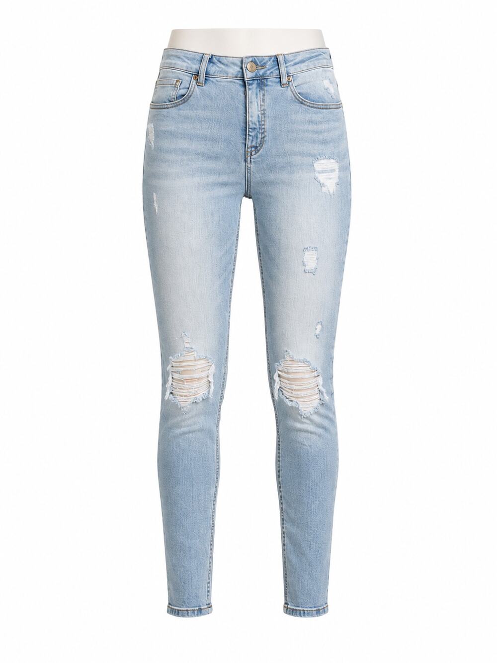 Seven Weekend Slim Fit Stretch Denim Distressed Jeans - Light Wash - Size 8